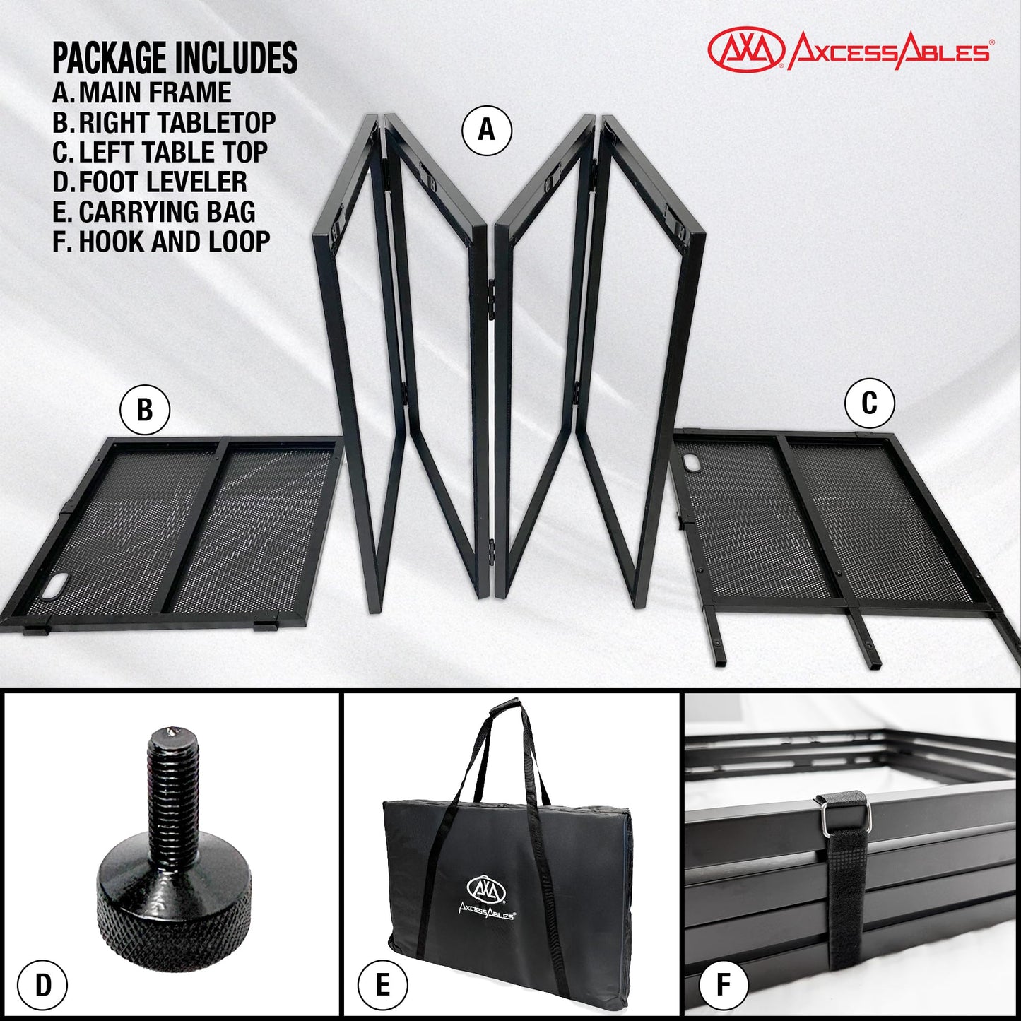 AxcessAbles Portable DJ Table XL – 54” x 27” Music Workstation | 35” Standing Height, 400lb Capacity | Collapsible FOH Sound Desk for DJs, Mixing Consoles, Guitar Techs| Recording Desk | DJ Booth