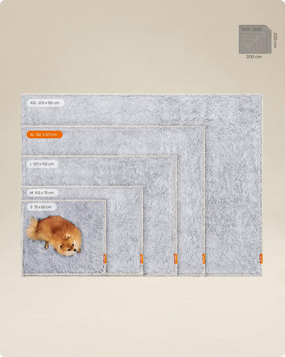 Feandrea Waterproof Dog Blanket, Long Plush Pet Blanket for Medium and Large Dogs, Cats, 152 x 127 cm, XL, Sherpa Fleece, Double Sided Reversible Dog Sofa Cover Protector, Grey Ombré PPB006G01