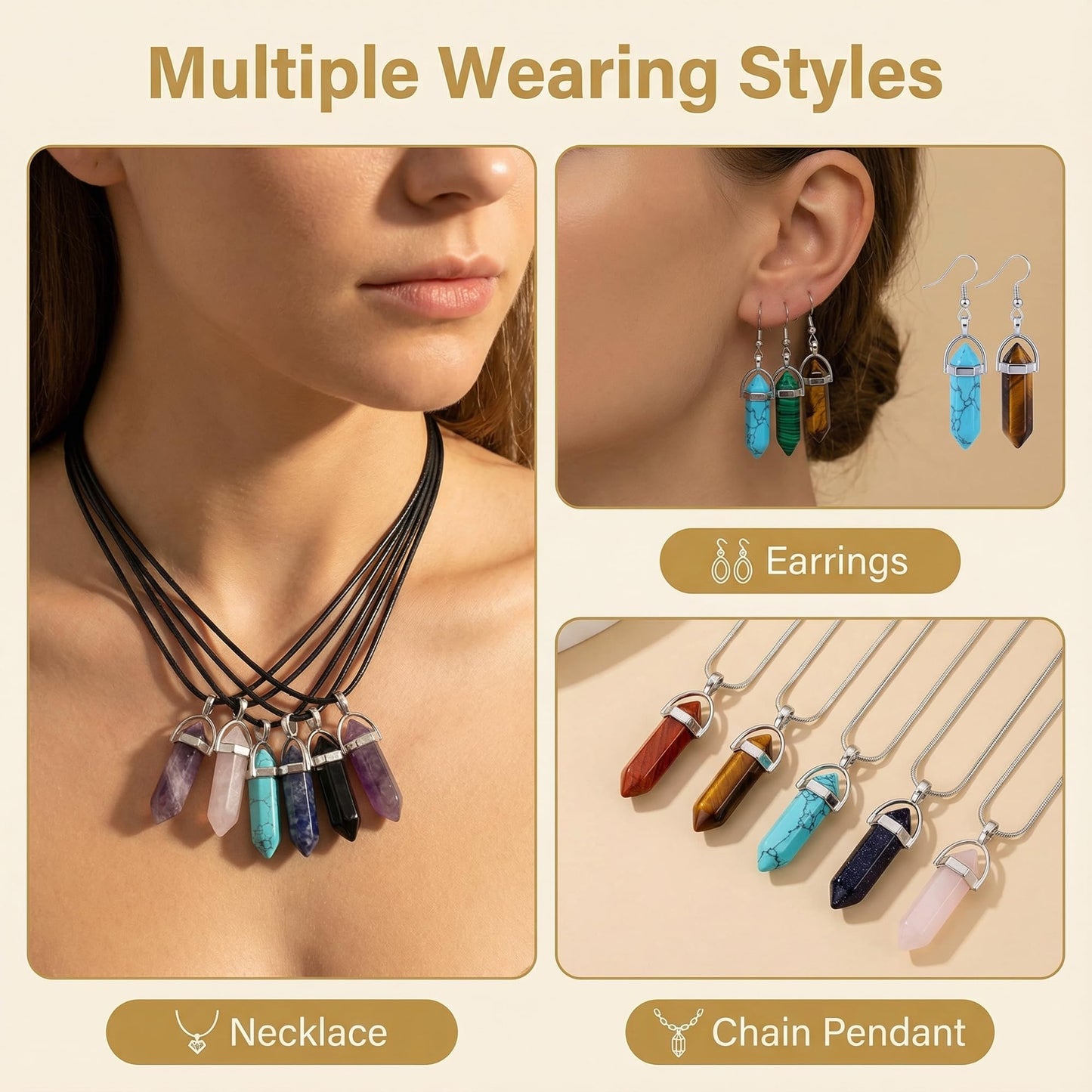 Cmidy Crystal Pendants 14pcs Bullet Shape Healing Pointed Chakra Pendants Sugilite Quartz Crystal Stone Charm for Necklace Jewelry Making Balance Spiritual Reiki