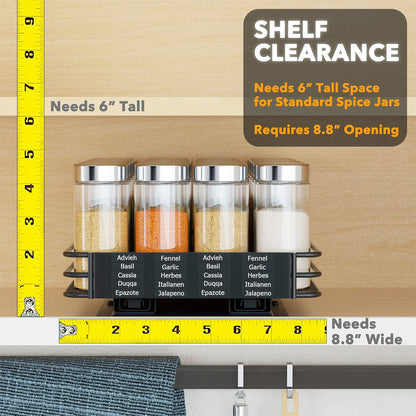 SpaceAid Pull Out Spice Rack Organizer for Cabinet, Heavy Duty Slide Out Seasoning Kitchen Organizer, Cabinet Organizer, with Labels, 4.5" W x10.75 D x8.5 H, 1 Drawer 2-Tier
