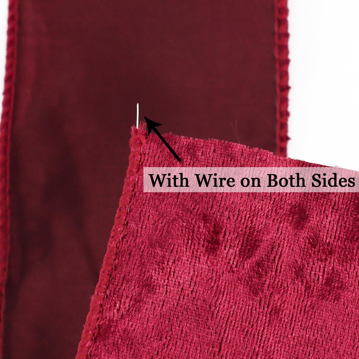 HUIHUANG Red Velvet Ribbon Wired 2-1/2 inch, Christmas Velvet Ribbon for X-mas Tree, Large Bows, Wreaths, Gift Wrapping, Garland, Home Decor, Crafts-Continuous 10 Yards/Roll