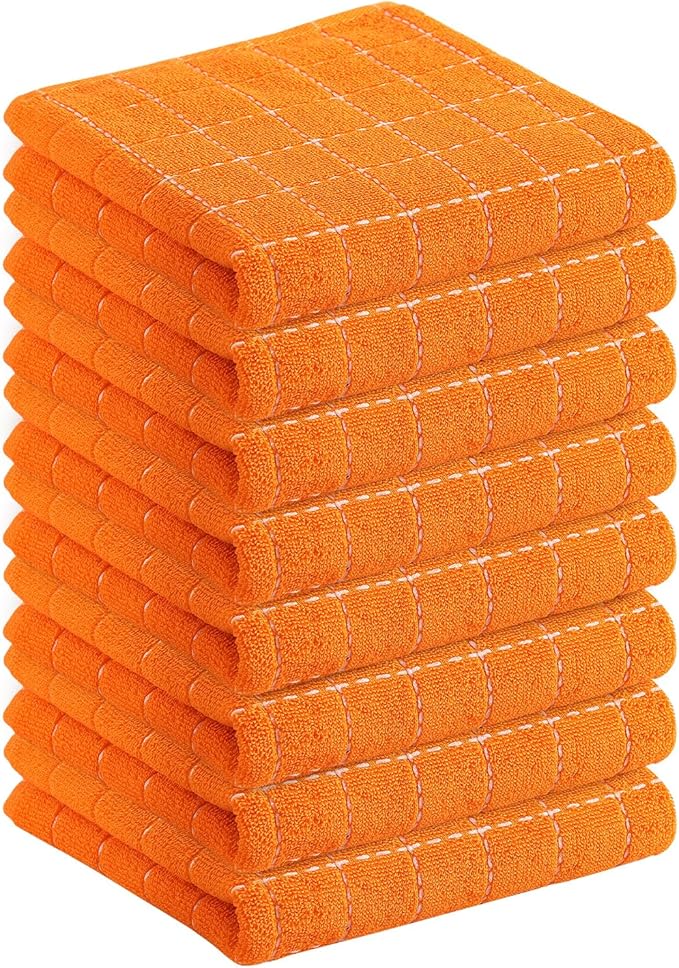 Homaxy 100% Cotton Terry Kitchen Towels, Checkered Designed, Soft and Super