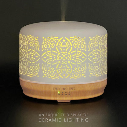 Earnest Living Essential Oil Diffuser White Ceramic Diffuser 100 ml Timers Night Lights and Auto Off Function Home Office Humidifier Aromatherapy Diffusers for Essential Oils