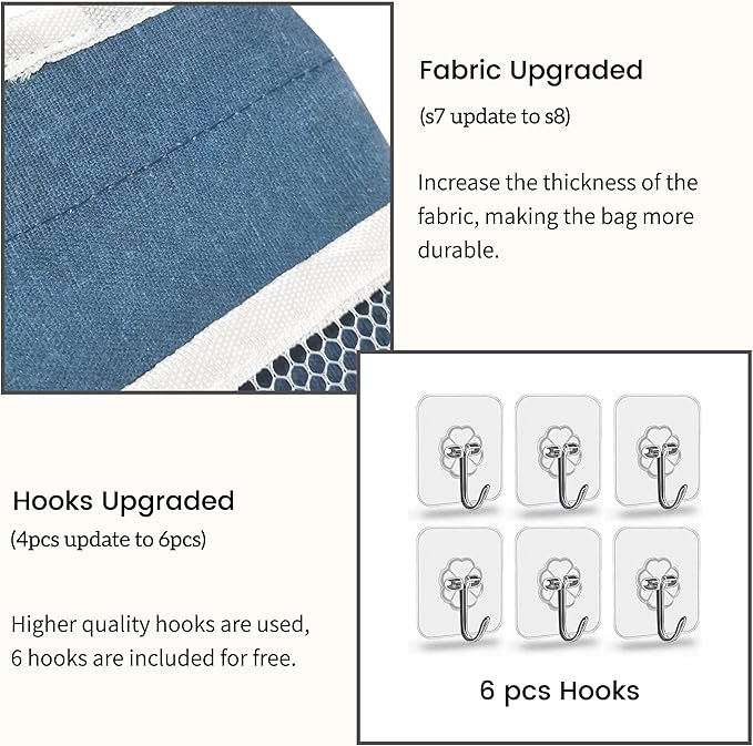 3pcs Large Wall Hanging Organizer Bag, Linen Fabric Door Hanging Storage Baskets