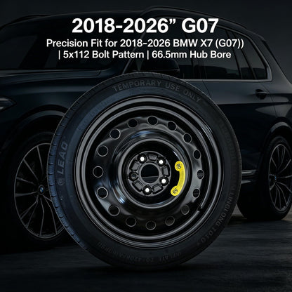 Spare Tire Kit Compatible with 2018-2026 BMW X7 (G07),155/80R19 Spare Wheel on 19x4 Rim | 28.7" Rolling Diameter | Includes Car Jack Kit & Tire Carrying Case (Except for M Sport, M Power models)