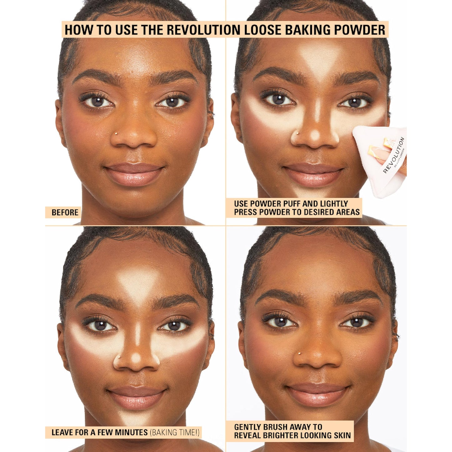 Revolution Beauty London, Loose Baking Powder, Prolongs Makeup Wear, Setting Banana, For Medium Skin tones, 32g