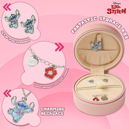 Disney Stitch Girls Jewellery Set, Friendship Necklace Earrings Bracelet Rings - Stitch Gifts (Jewellery Set Stitch)