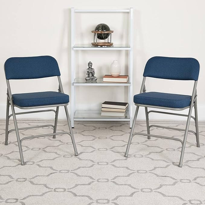 Flash Furniture 2 Pack HERCULES Series Premium Curved Triple Braced & Double