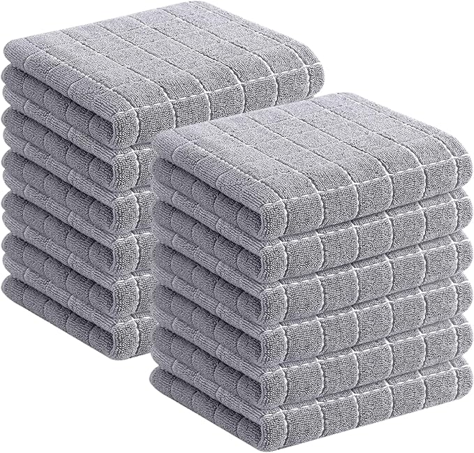 Homaxy 100% Cotton Terry Kitchen Towels, Checkered Designed, Soft and Super
