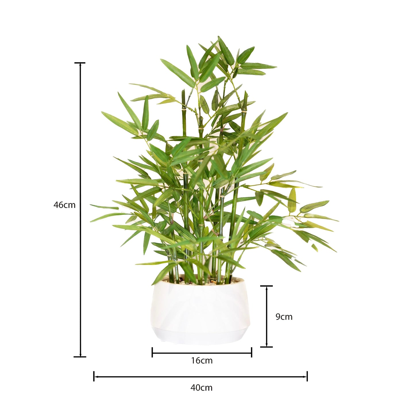 365 Blooming Decor 18 inch Tall White Potted Artificial Bamboo Plant- Luxury Artificial Bamboo Tree in White Pot for Home, Office, Kitchen, Counter Top, Indoor Decor, Money Tree, Lucky Tree.