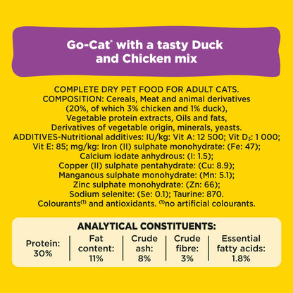 GO-CAT Chicken and Duck Dry Cat Food 10kg
