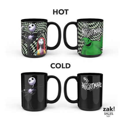 Zak Designs Disney Tim Burton The Nightmare Before Christmas Unique Color Change Ceramic Coffee Mug for Hot Drinks, Collectible Keepsake (15 oz, Jack Skellington)