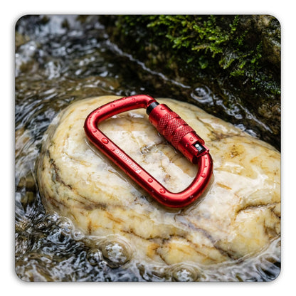 FresKaro 3inch Auto Locking Carabiner Clips, Solid D Shape Style, Heavy Duty Keychain Aluminum Carabiner - Holds a Maximum of 2698lbs, Lightweight 1.09oz, for Hammock, Hiking, Dog Leash, 3pack, Red