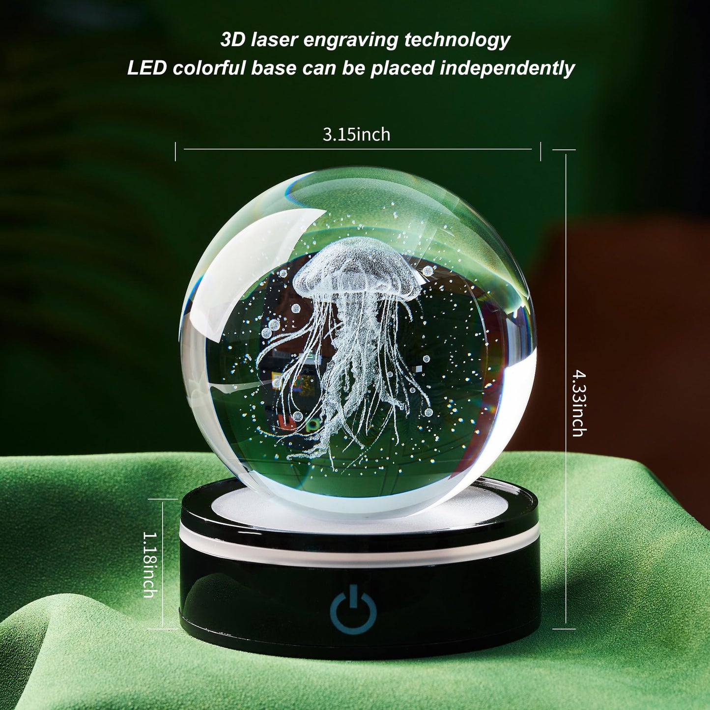 Ghtixsu 3D Crystal Ball Jellyfish Decoration, Gift for Men and Women: Ocean Biology Night Light, Gifts for Daughter/Son, Birthday, Colleagues, Christmas, Teacher Thanks Gift, Home Decoration