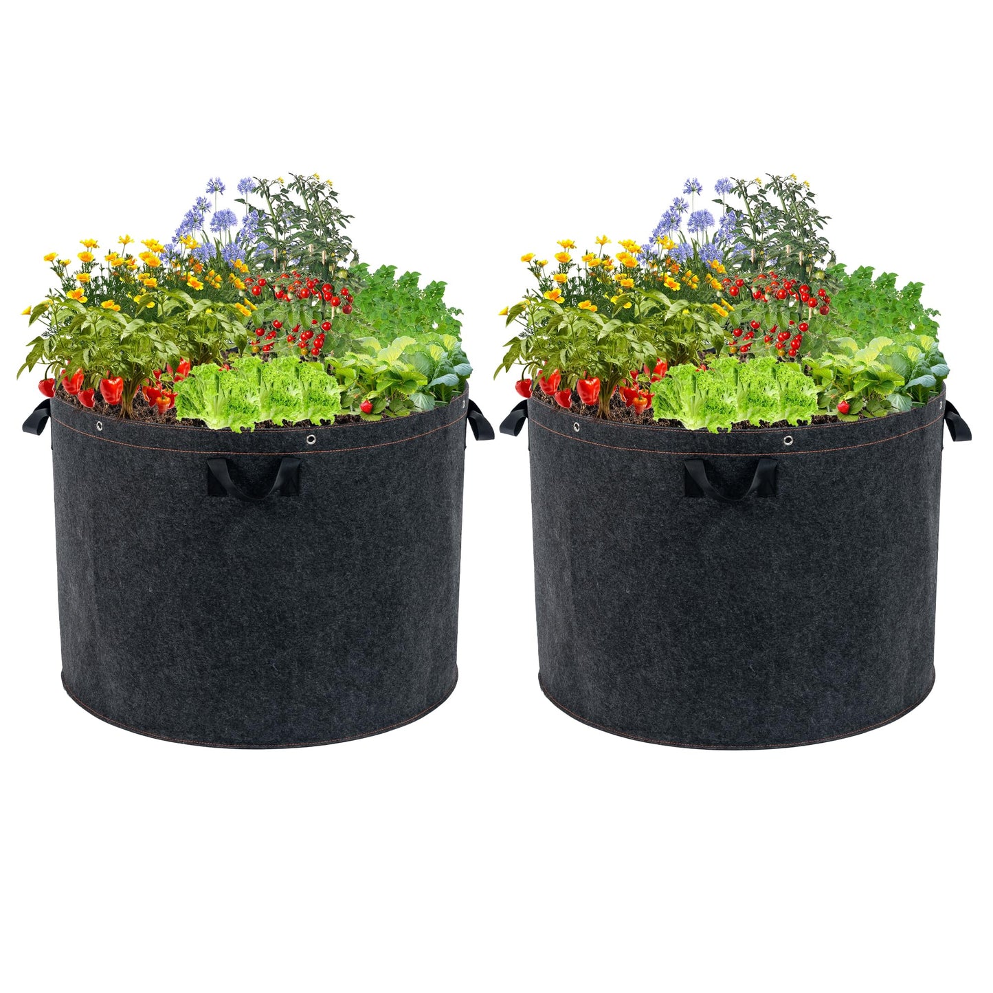 FVOTNW 50 Gallon Grow Bags, 2 Pack Thickened Aeration Large Fabric Pots with Handles 29''×21'', Heavy Duty Planting Bags for Potato, vegetables, Flowers & Trees