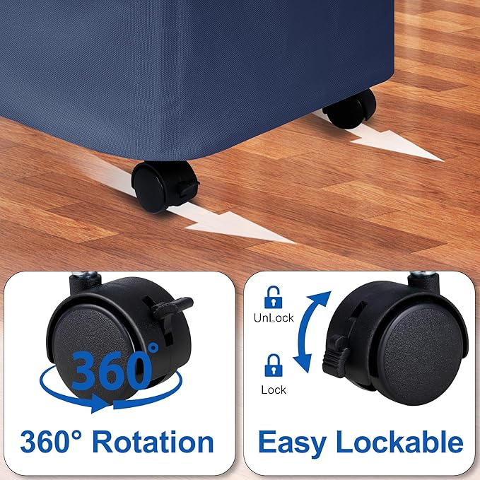 Slim Laundry Hamper with Lid and Wheels, Small Rolling Laundry Basket with