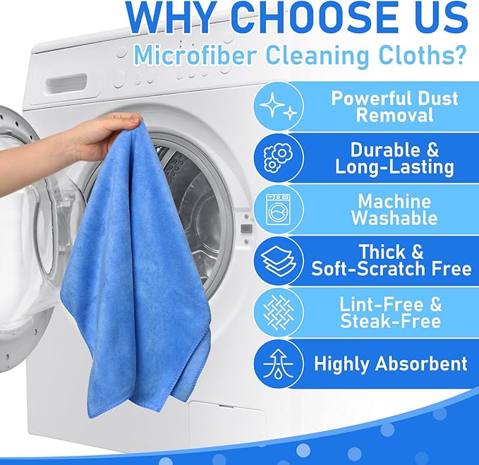Newwiee 3 Pcs Extra Large Microfiber Cleaning Cloth 30" x 20" Washable Reusable