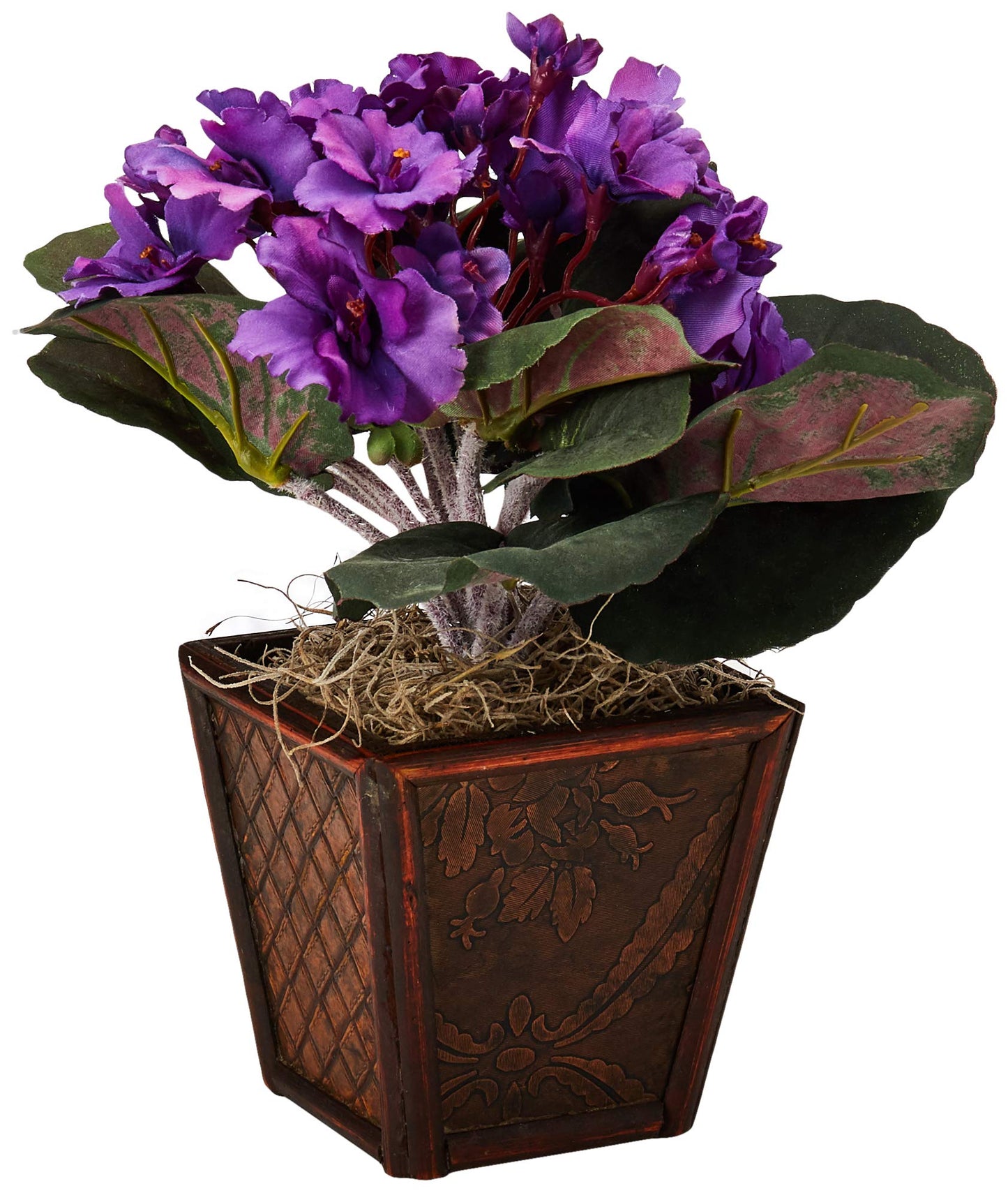 Nearly Natural African Violet with Vase Silk Plant (Set of 2)