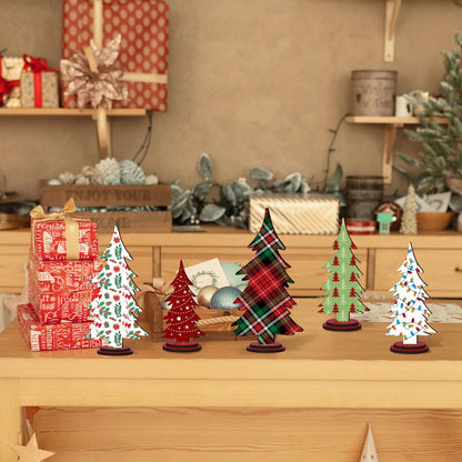 Pigort Christmas Decorations – Rustic Wooden Christmas Tree Table Decor, Freestanding Xmas Centerpiece for Home & Shelf, Winter Tiered Tray Decorative (5)