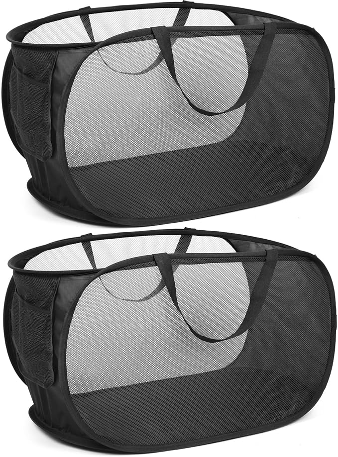 Durable Collapsible Laundry Baskets, Mesh Pop Up Laundry Hamper