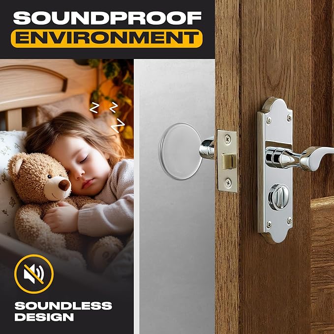 Clear Door Stoppers - Medium 2" (6 Pack) - Door Stoppers for Wall with Strong Back Adhesive - Quiet and Shock Absorbent Silicone Wall Protectors from Door Knobs - Protects Every Surface
