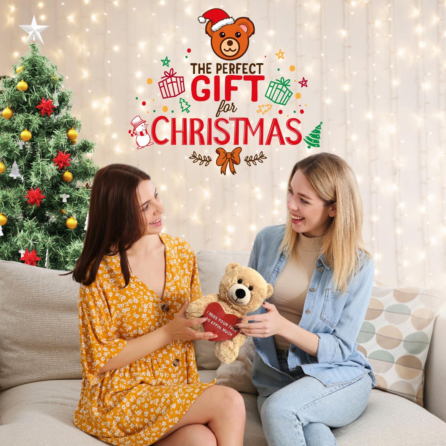 I Miss Your Face So Effin Much - 10" Teddy Bear & Gift Bag - Funny Stuffed Animal Plush Gift for Girlfriend, Boyfriend, Best Friend - Birthday, Anniversary, Valentines, or Long Distance - Witty Bears