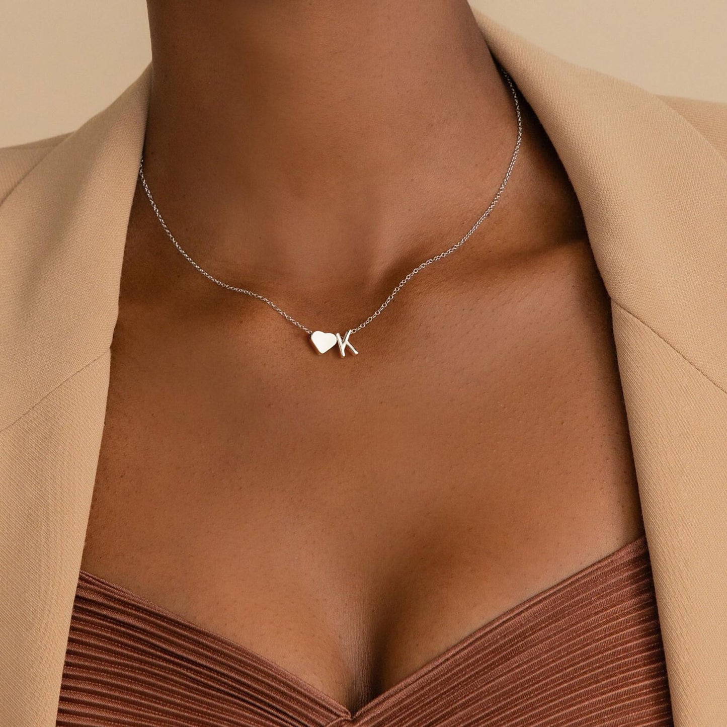 Turandoss Heart Initial Necklace for Women, Heart Initial D Dainty Necklaces Tiny Silver Necklaces Birthday Gifts for Women Jewelry