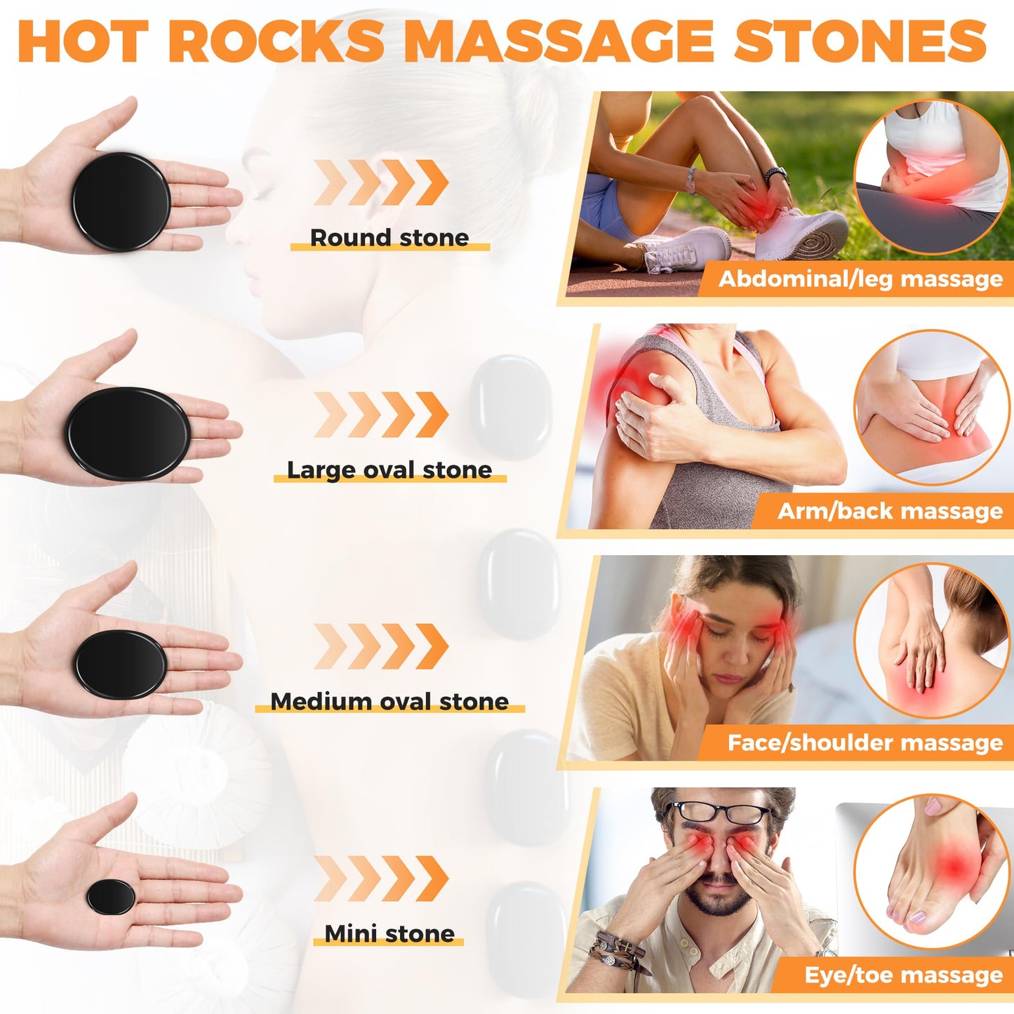 Loyala Hot Stone Massage Set, Portable Hot Stones Massage Warmer Kit with Heating Box, Hot Rocks Basalt Stones with Heater for Home Spa Warming Therapy Relaxing (Black, 9 Pcs)