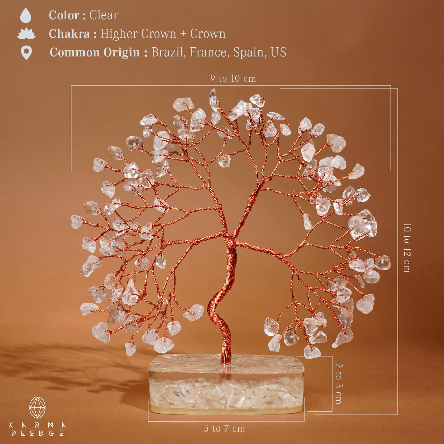 Clear Quartz Crystal Tree of Life Birthday Gifts for Women, Men, Friends, Handmade Chakra Healing Crystals Tree for Home Office Decor, Positivity, Good Luck, Money, Unique Gifts for Her Mom, Dad