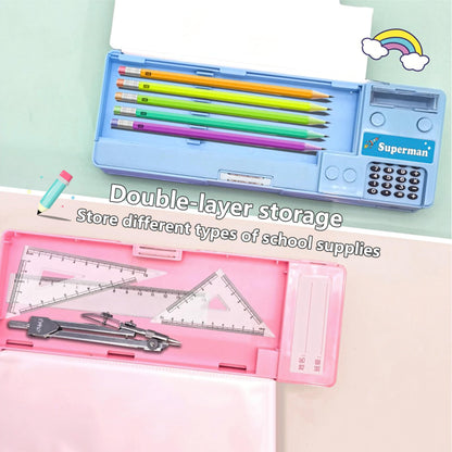 Ristpal Pop Up Multifunction Pencil Case for Boys and Girls with Calculator, Sharpener, Cute School Supplies Pencil Box, Stationery Organizer, Best Gift Birthday Present for Kids(Blue)