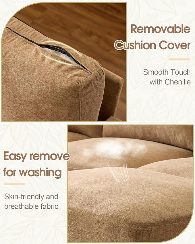 Karl home 99.6" Sectional Sofa, U-Shaped Chenille Upholstered Couch
