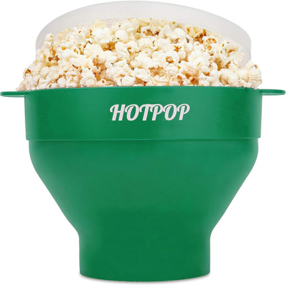 The Orginal HotPop Silicone Popcorn Maker - Microwave Popcorn Popper with Handles - Collapsible Bowl, Heat-Resistant, Easy to Clean, Ideal for Family Movie Nights, 15-Cup Capacity - Red