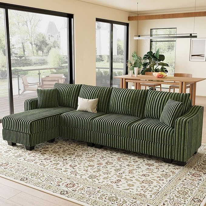 Belffin Sectional Couch with L-Shape Chaise L Shaped Couch with Ottoman