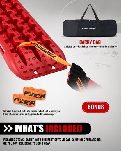 FieryRed Traction Boards Offroad, Recovery Boards with 2 Leashes and Carry Bag, Recovery Traction Board Mounting Kit