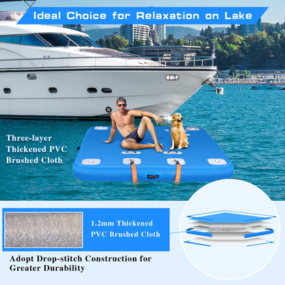 ROMELANDS Inflatable Floating Dock, Swim Platform Floating Island Raft, Large Air Mat Inflatable Water Pad with None-Slip Surface for Lake Pool Beach Ocean
