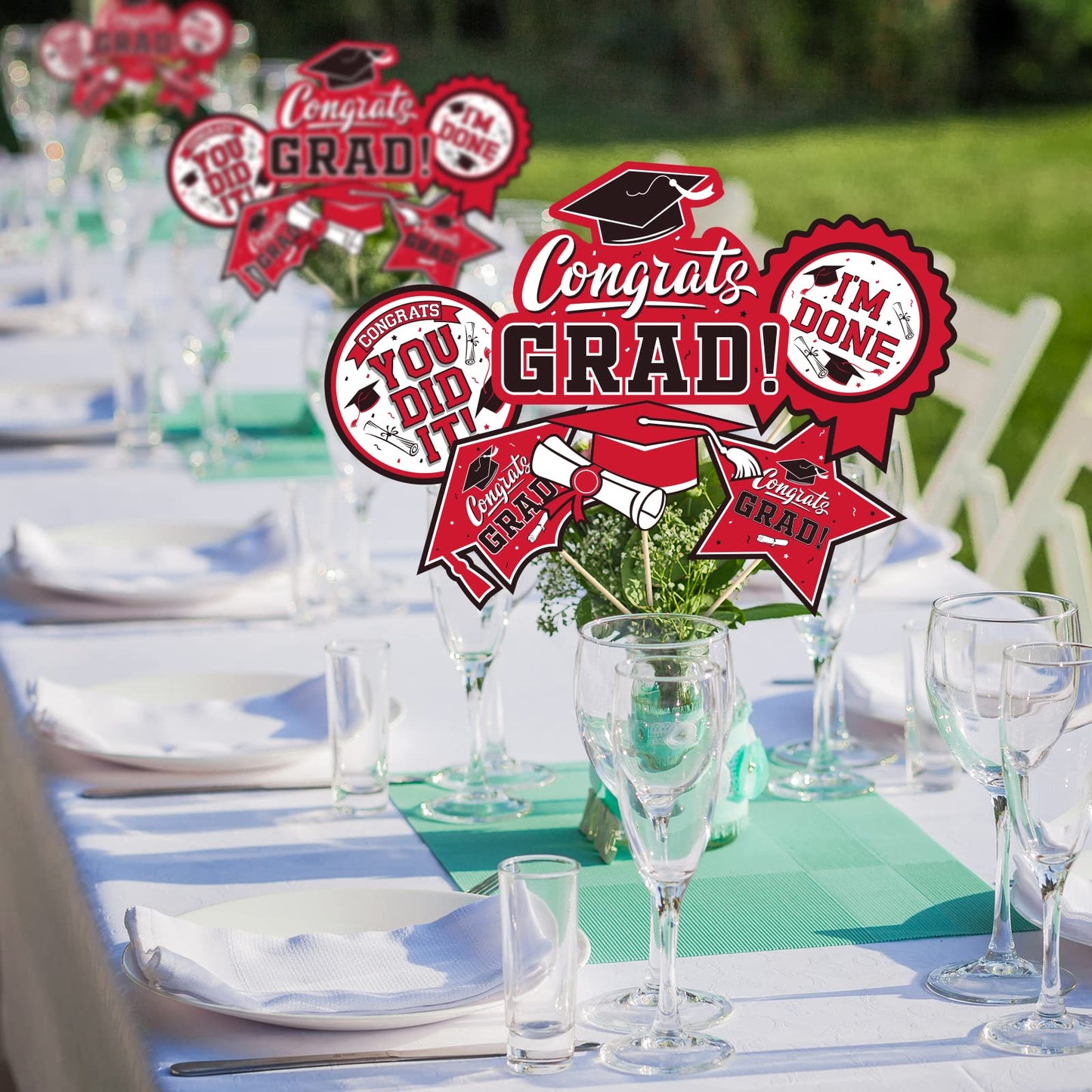 30PCS Graduation Party Decorations Class of 2023 Congrats Grad Table Centerpiece，Graduation Table Decorations，Congratulate Graduation Centerpiece Sticks Table Toppers for Graduation Party
