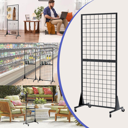 DEYEGELEA 4-Pack 2'x5.5' Ft Gridwall Panel Display Stands Heavy Duty Floor Standing Retail Display Rack with Triangle Base for Retail Art Show With 20 Hooks