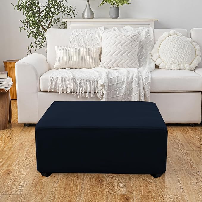 Super Stretch Ottoman Cover- Soft Form Fit Ottoman Cover Rectangular Ottoman