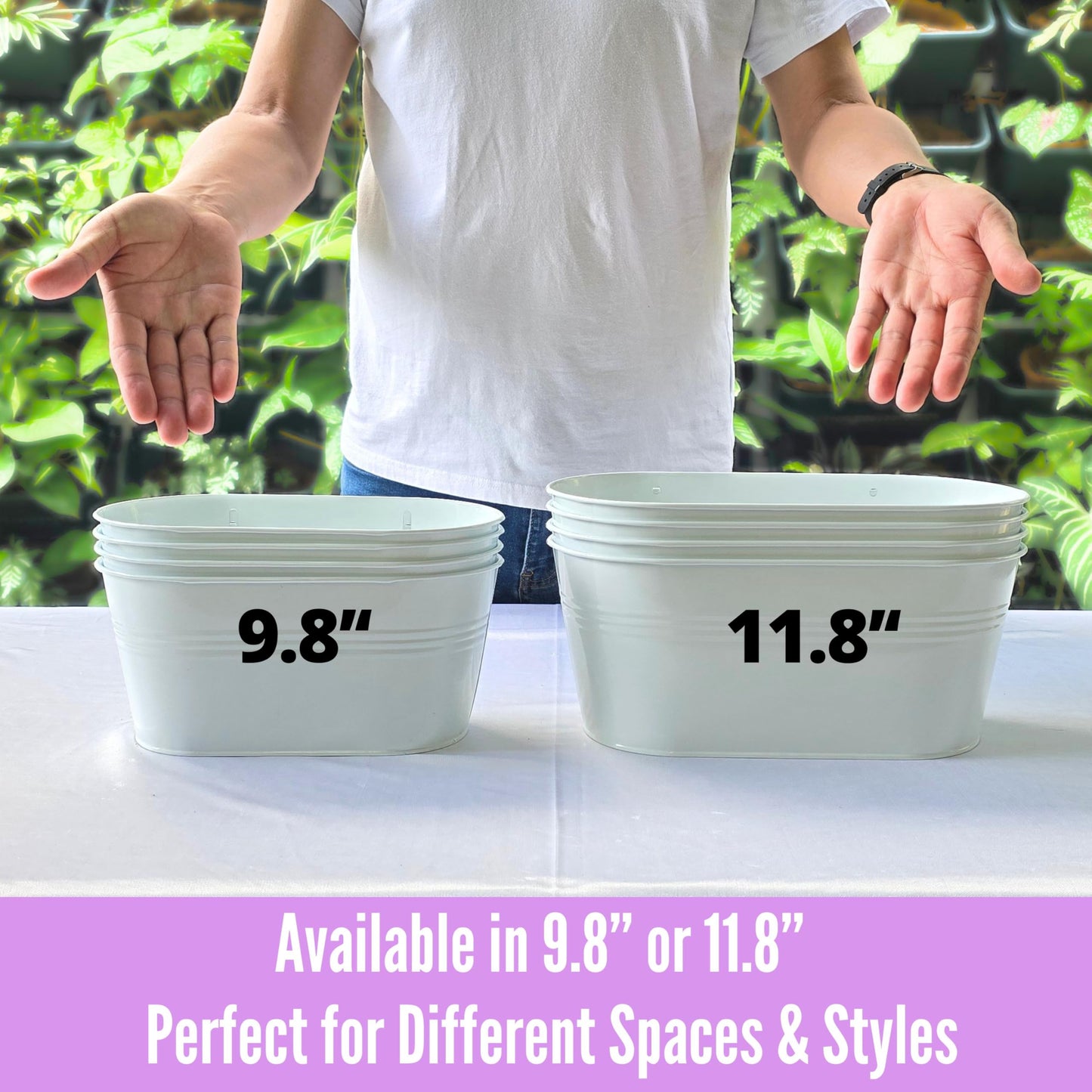LaLaGreen Wall Planter Outdoor Plants (11.8 Inch, 10 Pack) White Metal wall Decor Flower Planter Balcony Home Decor Modern Hanging Plant Planters Indoor Window Herbs Garden Drainage Yard Pot
