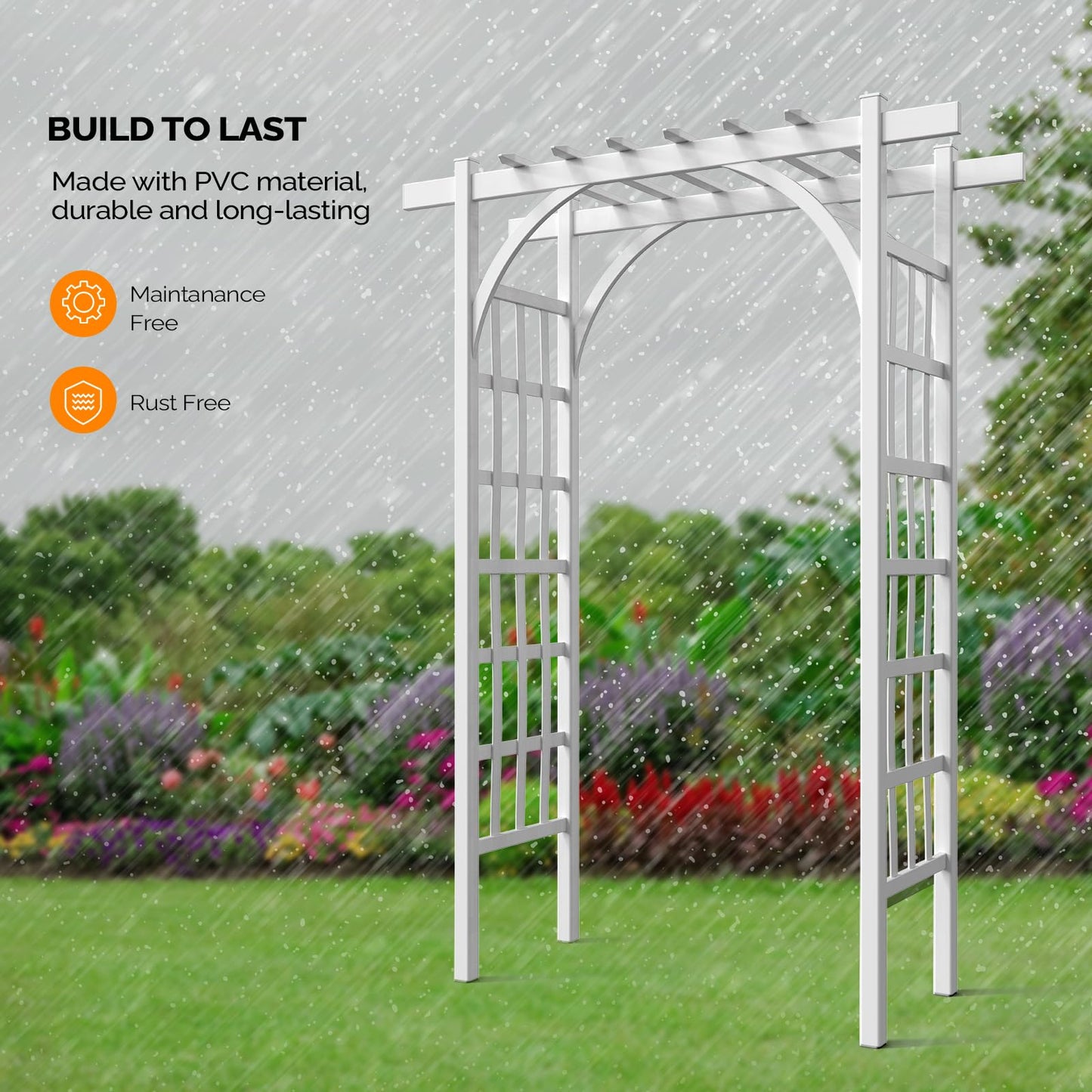 VINGLI Garden Arbor, PVC Wedding Arch for Ceremony Party, Garden Trellis for Climbing Plants Outdoor, Arch Backdrop Stand for Garden, Backyard, Lawn, Wedding