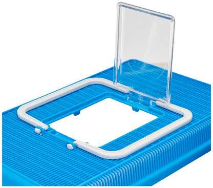 Ferplast Plastic Fish Aquarium GEO Large Aquarium Tank 6 Container for Small Animals Terrarium Insects Turtles, Sturdy Plastic, Ventilation Grills, Handle for Easy Transport, 30 x 20 x h 20,3 cm Blue