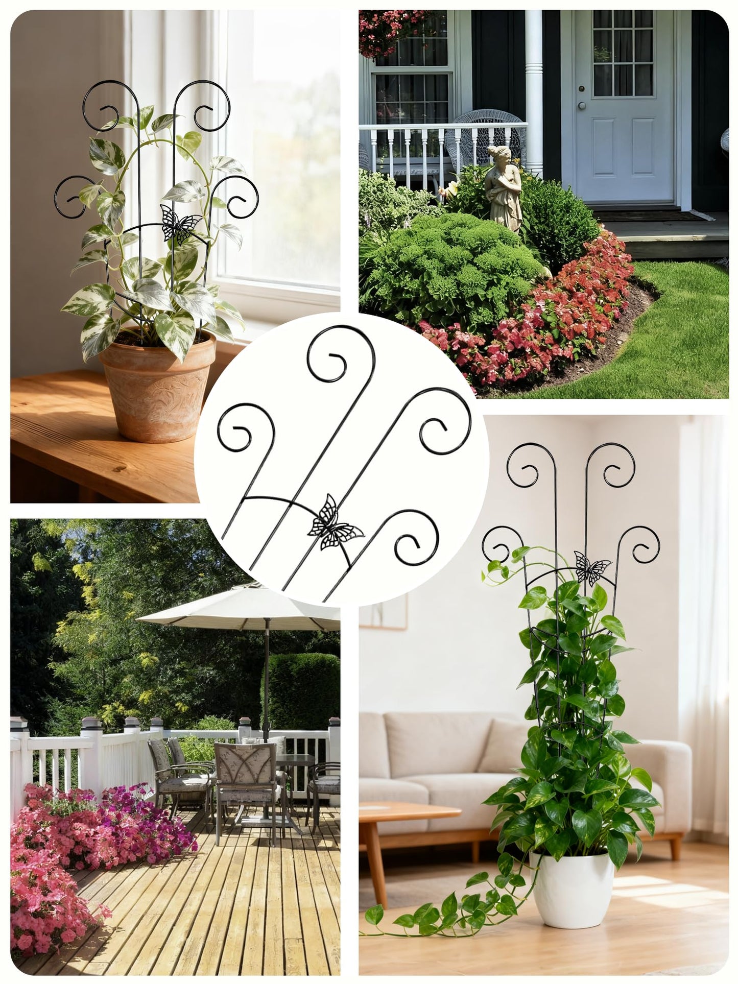 Metal Butterfly Trellis for Climbing Plants Indoor, 4 Pack 30 Inch Taller Garden Trellis for Potted Plants, Monstera Plant Support Stakes for Ivy Pothos Hoya Flower Outdoor (Black)