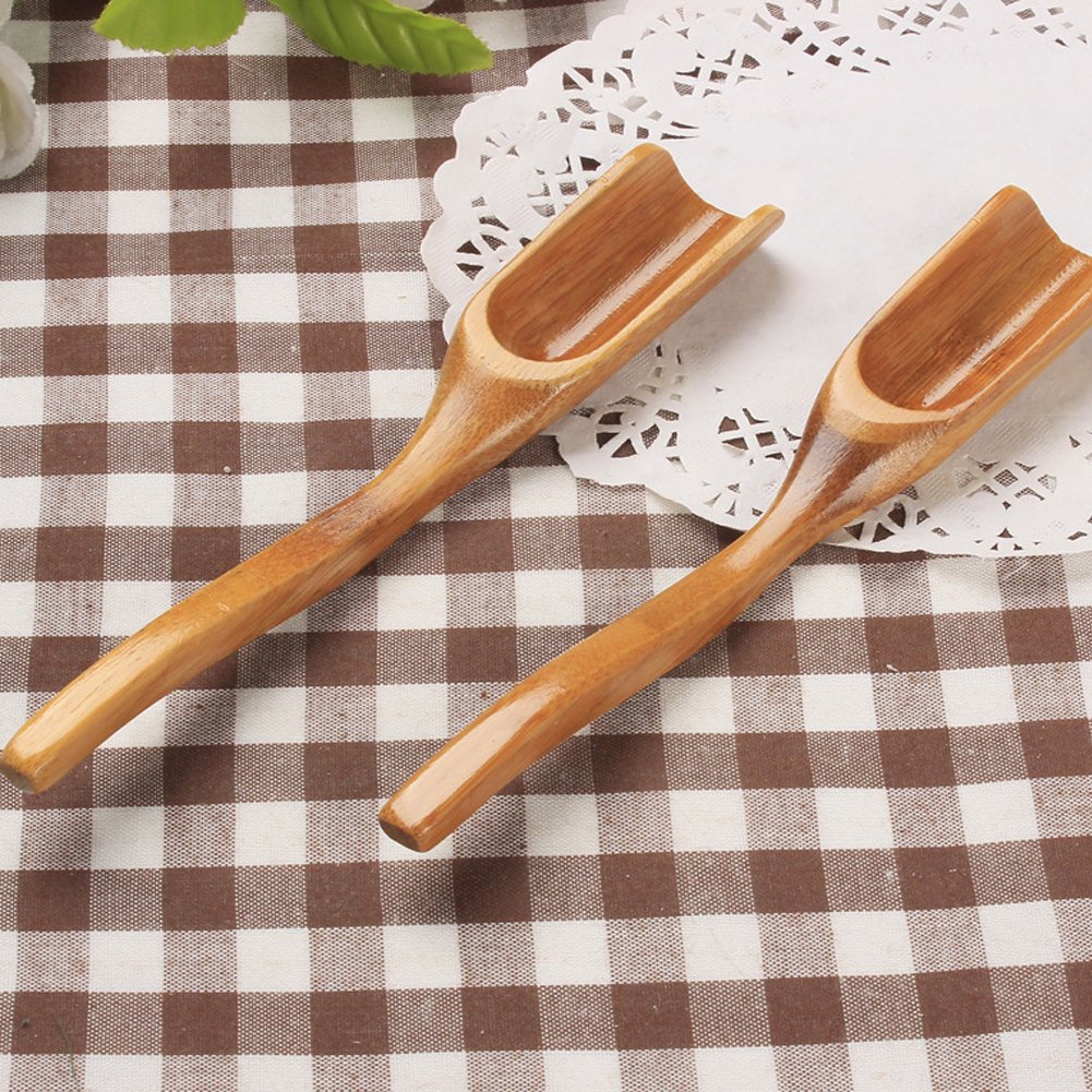 Tea Spoons Natural Bamboo Tea Spoon for Loose Tea ，Cucumis 6Pcs Kung Fu Tea Spade Natural Bamboo Wood Spoons for Scooping Coffee Powder,Tea，Salt，Yeast, Superfood Powders，Cacao