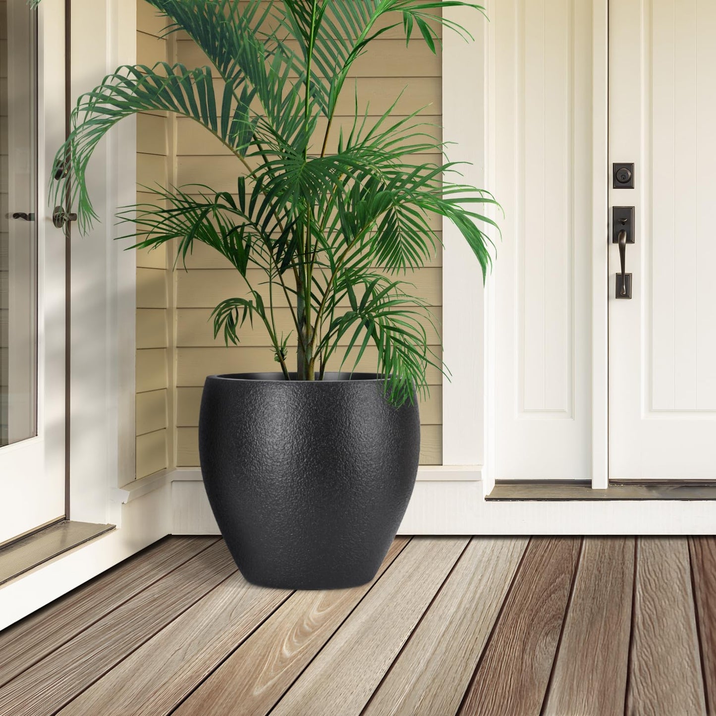 YNNICO Plant Pots 17.5/14.8/12.2 inch Set of 3, Flower Pots with Drainage Holes, Large Planters for Indoor Outdoor Garden Plants and Flowers. (Black)