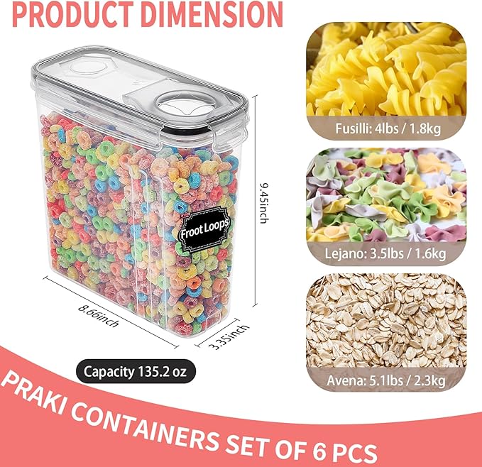 PRAKI Large Dry Food Storage Containers