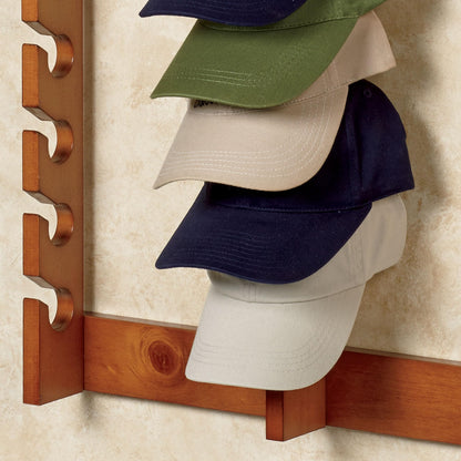 Touch of Class Wooden Ball Cap Display Wall Rack - Windsor Oak - Triple, 30 Slots - Baseball Hat Display - Made of Wood - Class Racks for Hats - Organizer for Bedroom, Living Room, Entryway