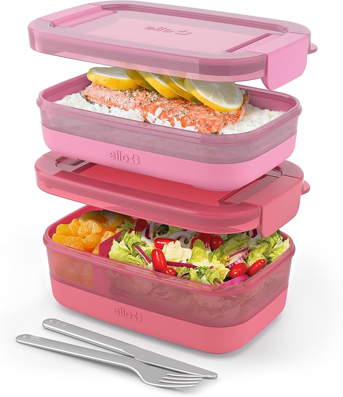 Ello 2-Pack Lunch Stack Plastic Food Storage Container Bento Box
