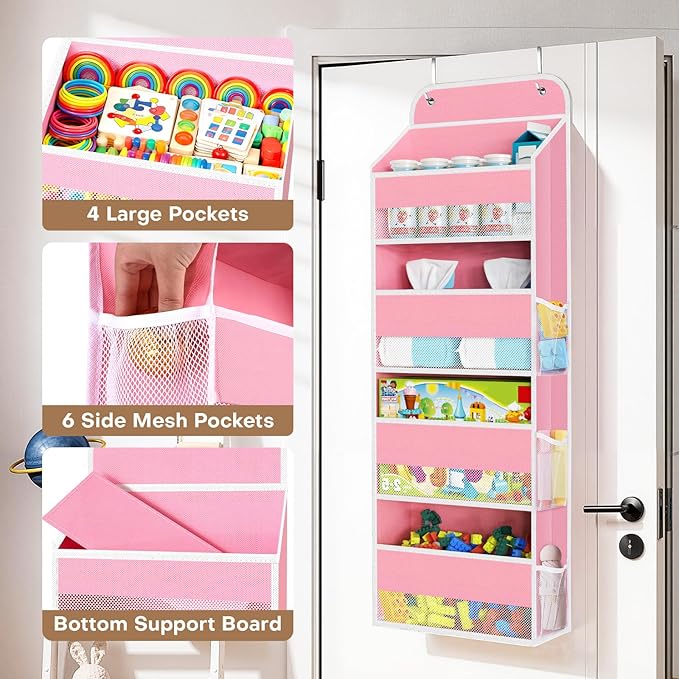 SpaceWhisper Over the Door Organizer, 4 Large Pocket Hanging Storage Organizer