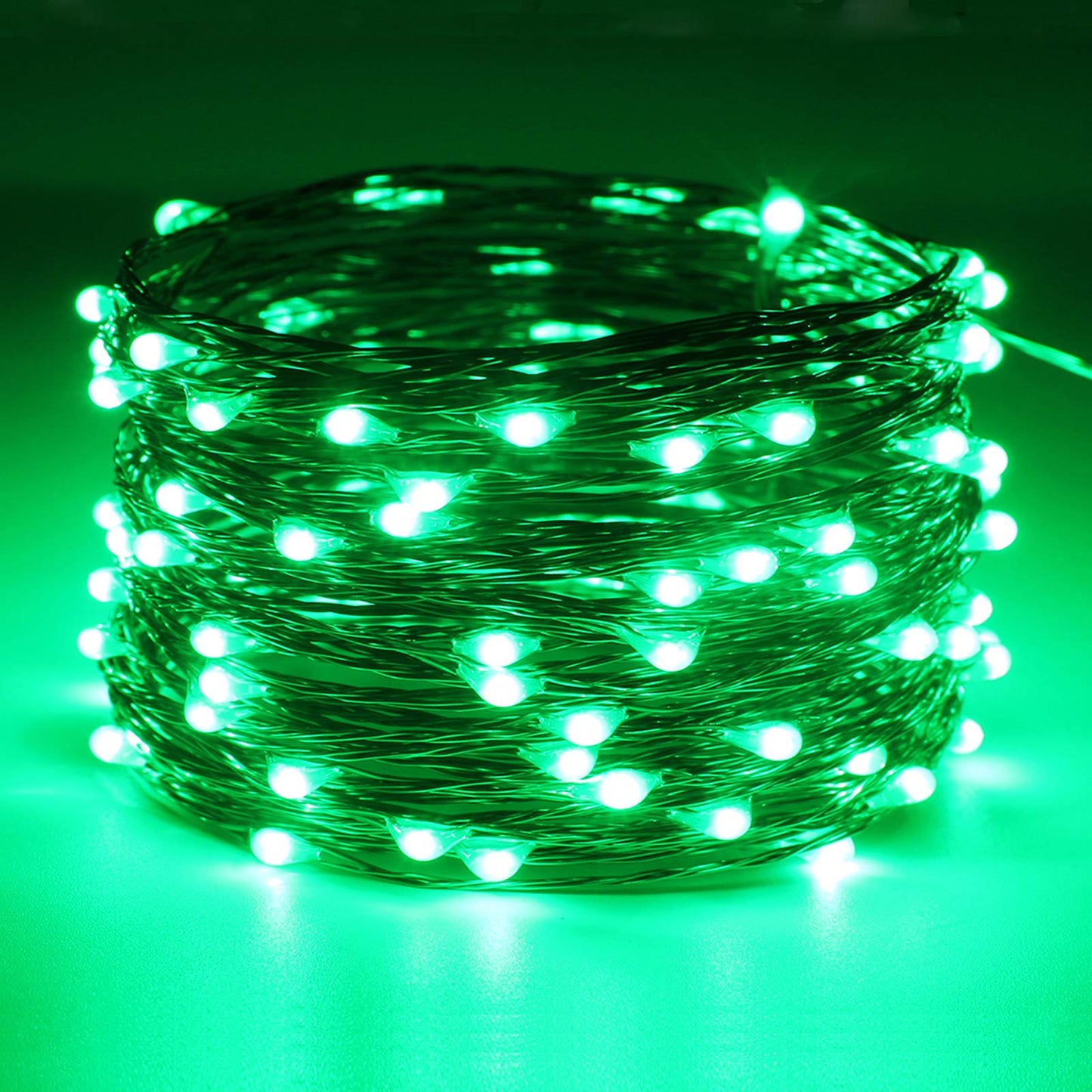 RUICHEN Dimmable Copper Wire 33 Ft 100 LED Fairy String Lights Plug in with Remote, Green