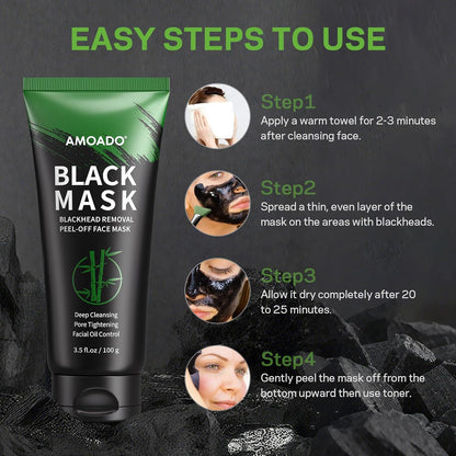 Blackhead Remover Mask, Charcoal Peel Off Face Mask Kit, (100g) Deep Pore Cleans,Oil Control, Blackheads Removal Peel Off Black Mask for Men & Women – Includes Brush,Extractor Tool